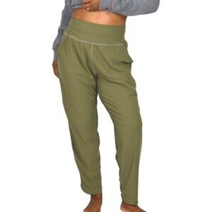 Carbon38 Jogger Green Olive Slim Relaxed Lounge High Rise Tulip Hem Size Large